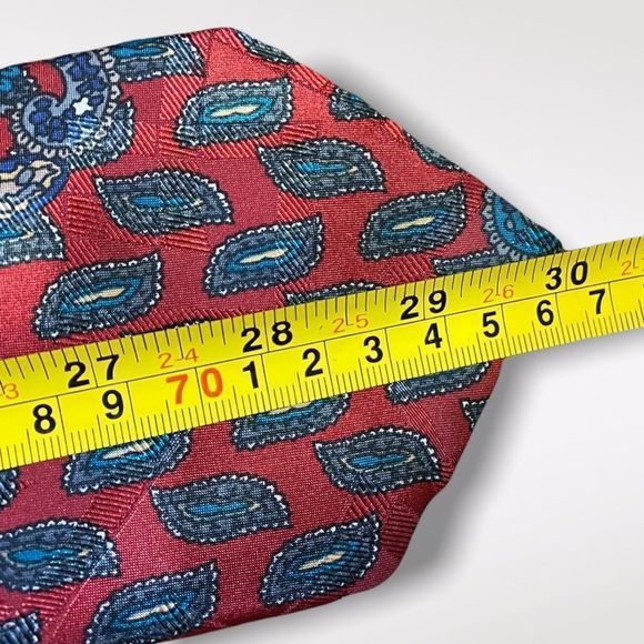 RED and Blue Paisley Polyester Tie - Picture 3 of 4